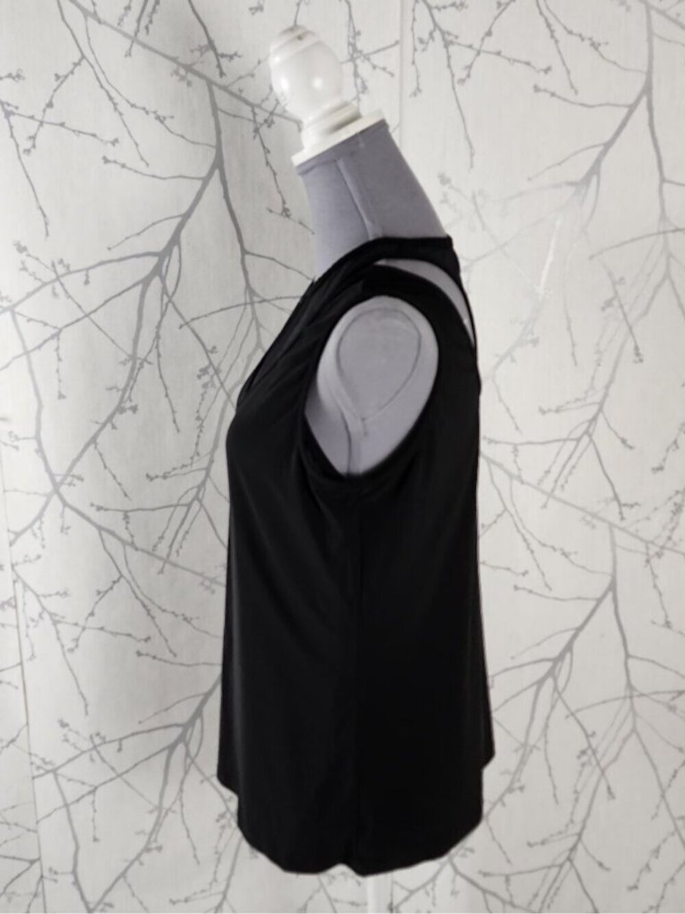 Joseph Ribkoff Black Stretch Mesh Panel Racerback Tank - Picture 3 of 7